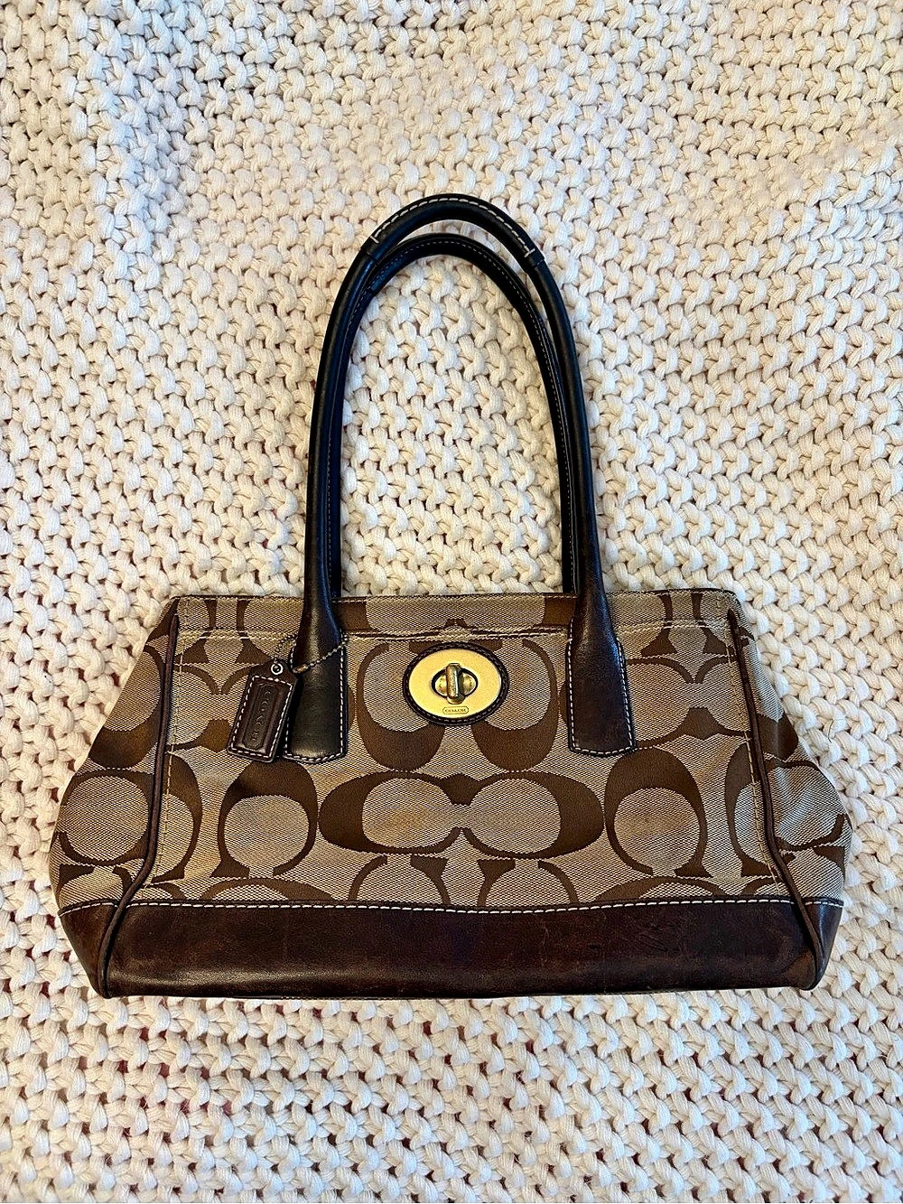 Coach Hamptons Signature Madeline Satchel Signature Shoulder Bag in Brown